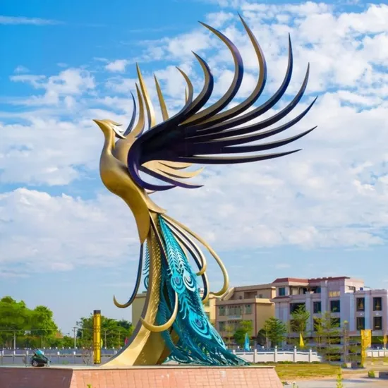 Outdoor Large Metal Animal Modern Stainless Steel Phoenix Sculpture
