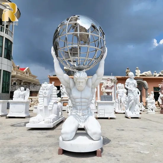 High Quality Natural Stone Statue Famous Life Size Hand Carved Marble Atlas Sculpture Statue for Sale