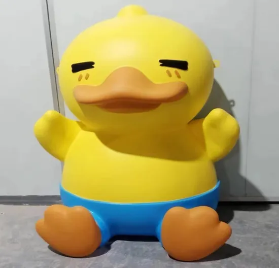 Fiberglass Large Crafts Doorstep Shopping Mall Lovely Landmark 3D Cartoon Street Art Statue Yellow Duck Sculpture