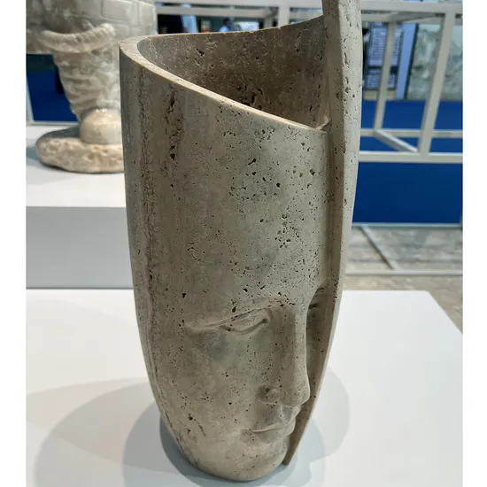 Natural Classic Beige Travertine Home Decor Marble Travertine Flower Vase