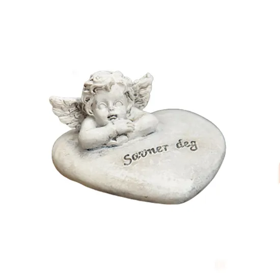Home Heart Shaped Cement Angel Wings Decorative Figurine