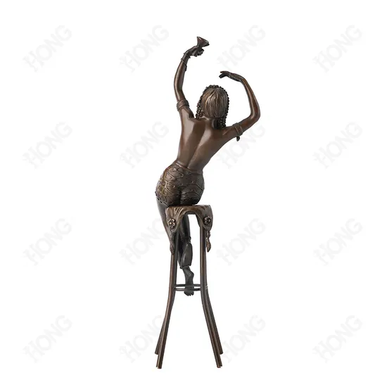 Bronze Sculpture for Art Deco“ Orientalist Dancer on Stool” Home Decoration Statue EPA-713