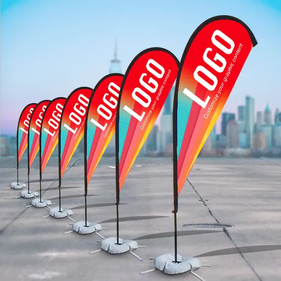 Outdoor Custom Logo Design Printing Advertising Beach Flags, Feather Flags, Teardrop Flags and Banners