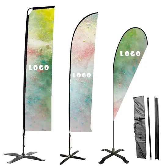 Free Shipping Beach Banner Custom Flying Anti Wind Shark Fin Swooper Concave Feather Wing Flag