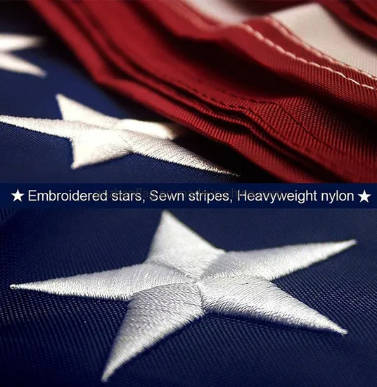 Aozhan Wholesale Custom 3X5 FT Banner Blue White Stars Black White Outdoor Water Resistant American National USA Embroidery Flag
