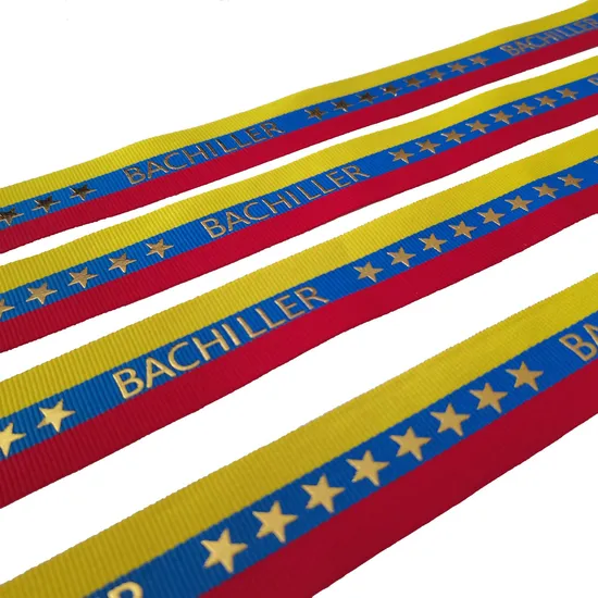 Wholesale Customized Logo Ribbon Personalized Gold Foil Printed Grosgrin Ribbon for Gift Packing Decoration