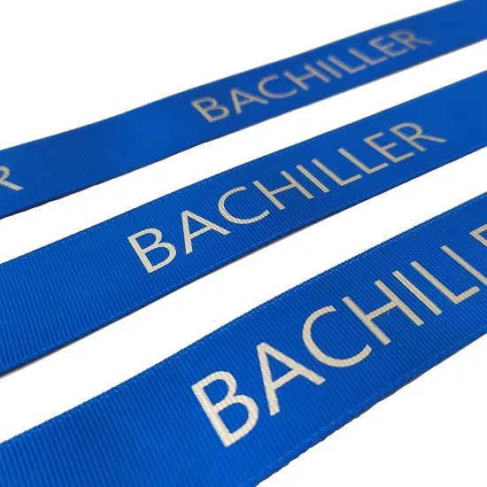 OEM Custom 32mm Wide Grosgrain Ribbon Silver Foil Print for Gift Packing
