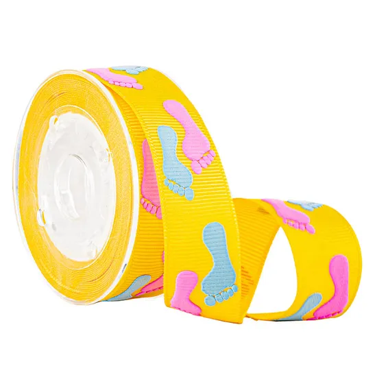 Puff Printed Gifts Wrapping Polyester Ribbon Raised Logo Ribbon Bow