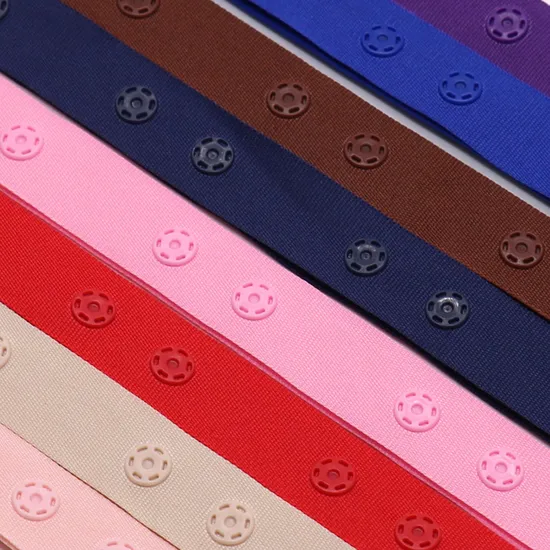 Wholesale 18mm Wide Plastic Invisible Snap Button Ribbon Snap Fastener Tape Trim for Garment Accessories