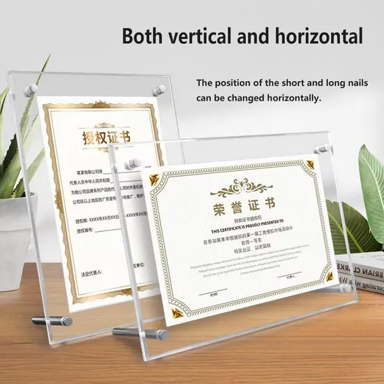 Hardware Stand A4 Transparent Acrylic Picture Frame with Stand for Pictures/Photos/Advertisements/Menus/Letters of Authorization/Letters Honor/Business Licenses