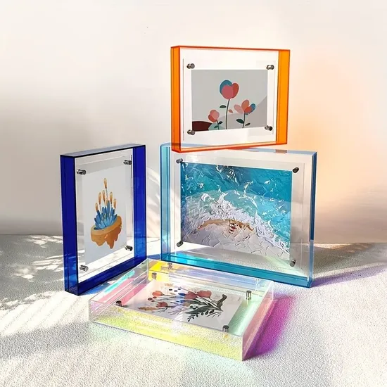 Customizable Floating Acrylic Picture Frames with Color Edges
