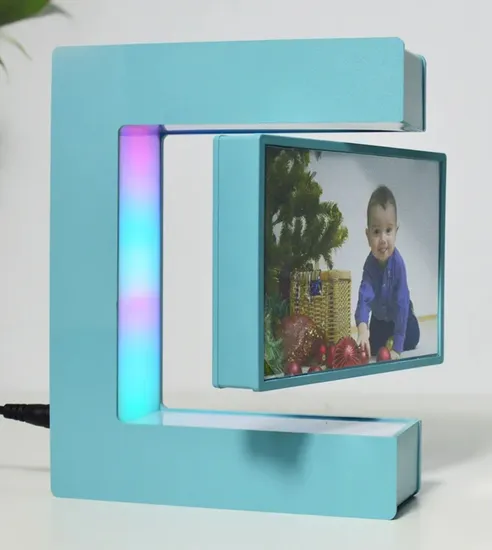 Black Magnetic Levitation Spinning Floating Photo Frame Stand for Decoration Gift