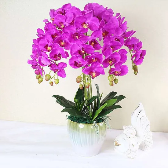 Best Sale Faux Butterfly Flowers Showroom Ceramic Pot for Orchid
