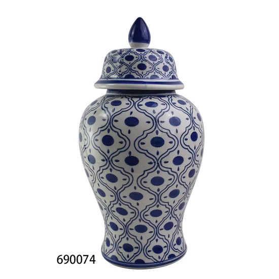 New Design Nordic Porcelain Ginger Jar White Slim Temple Vase Tabletop Porcelain Jar Home Decor Blue and White Floral Texture Ceramic Ginger Jars