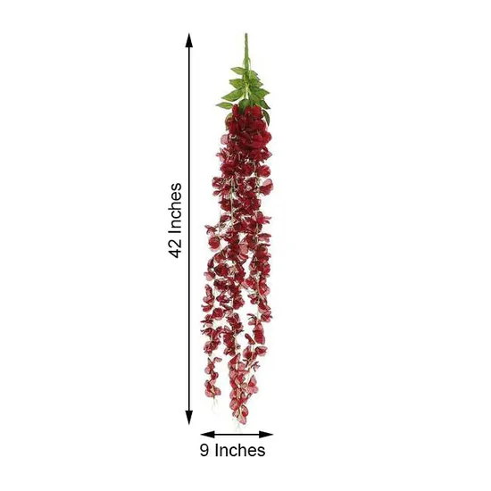 Wholesale Wine Silk Hanging Wisteria Garland Vines 5 Full Strands Aritficial Flower