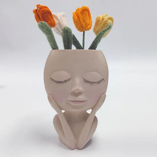 Outdoor Landscape Figure Flower Pot Human Face Vase Decoration Big Eyes Doll Resin Flowerpot Figure Sculpture Crafts Storage