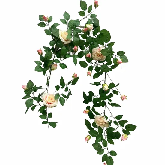Simulation Rose Plastic Vine Wedding Faux Flower Rattan Wall for Home