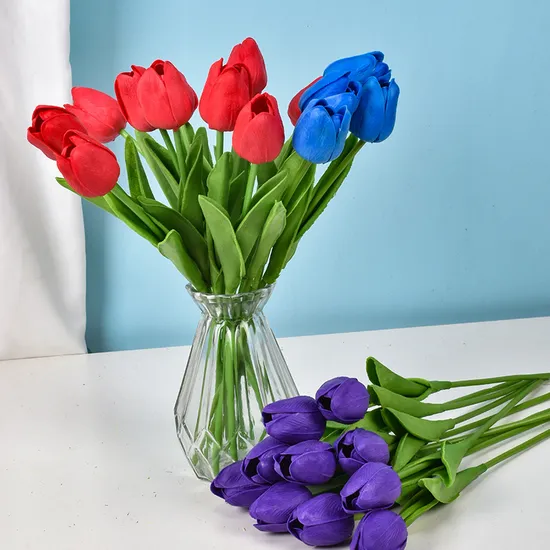 PU Mini Tulip Simulation Flower Wedding Decoration Silk Flower Home Decoration