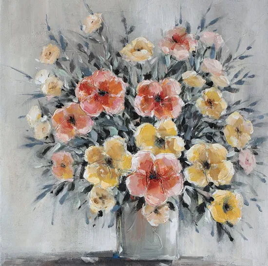 Flowers in Vase Oil Painting Canvas Printed Handmade Art Decor