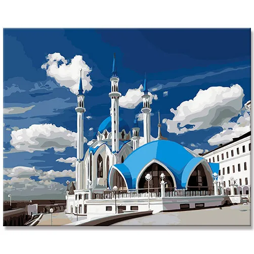 Handmade Elegant Building DIY Oil Painting for Home Decoration