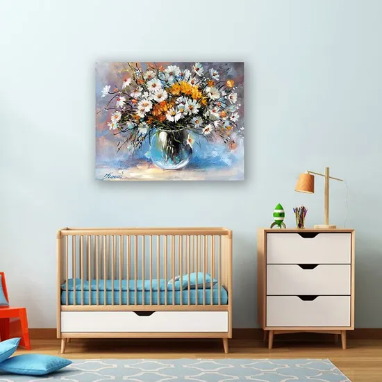 Wildflowers in a Vase Painting Original Art Flowers Meadow Artwork Daisy Artworks Bouquet Flowers Wall Art