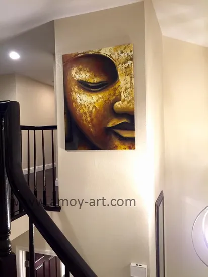Gallery Wrap Golden Buddha Oil Paintings on Canvas