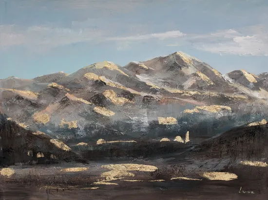 Forest and Mountain Landscape Oil Painting Canvas Wall Art Modern