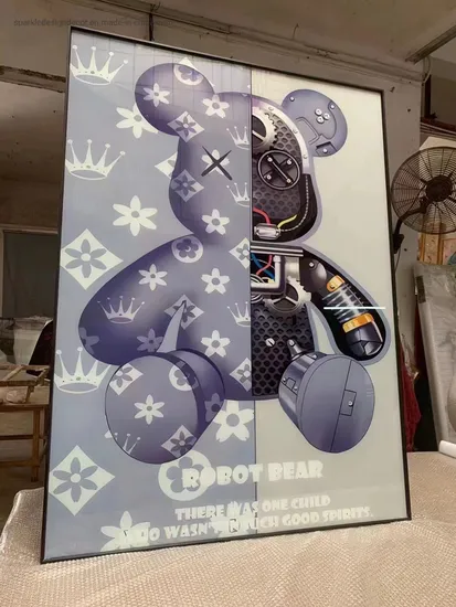 Hotsale Kas Bearbrick Painting Carton Canvas Painting with Frame for Sale