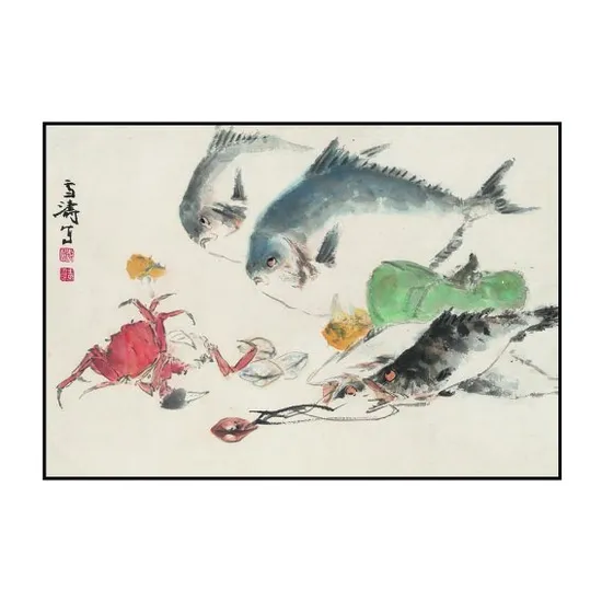 Ink Fish Water Fish Ink Decorative Painting Study Hanging Painting