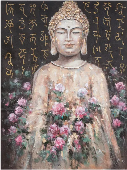 Buddha Head Portrait Abstract Handmade Oil Painting Canvas Painting