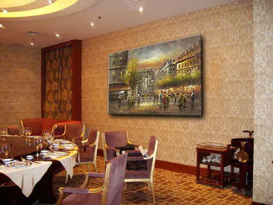 Hotel Decorative Wall Art Paris Street Art Canvas Oil Painting