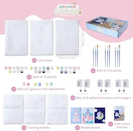 Canvas Paint by Number Canvas Framed Unicorn Gifts for Girls Arts and Crafts Kids Paint by Number Kits
