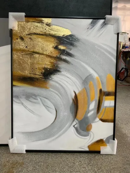 Good Price Modern Abstract Golden Color Canvas Painting Decorative Wall Painting for Hotel