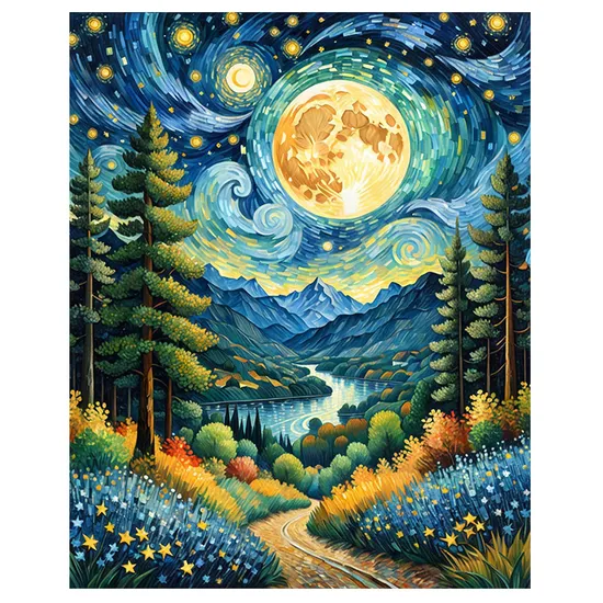 Mountain Stream Landscape Secenry Canvas DIY Oil Painting
