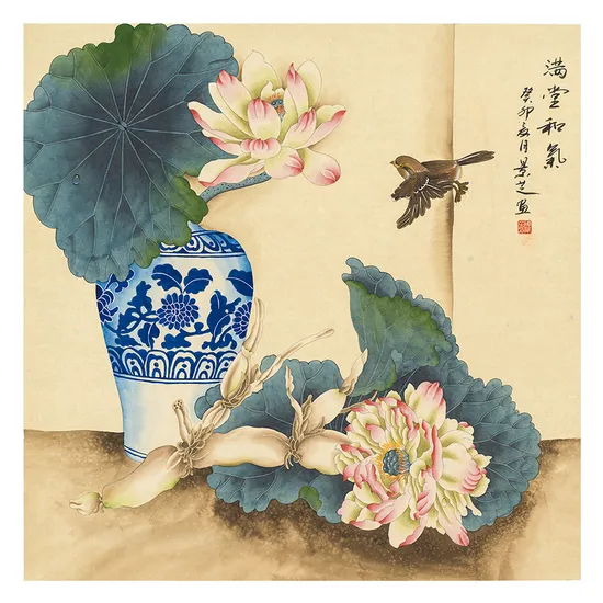 Customized Fine Brushwork Flower and Bird Painting Print Art Giclee Home Commercial Decoration Painting