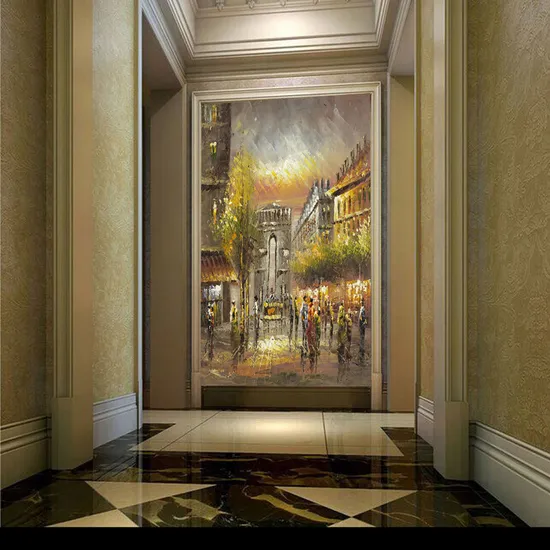 Hotel&Homde Decorative Wall Art Paris Street Art Canvas Oil Painting