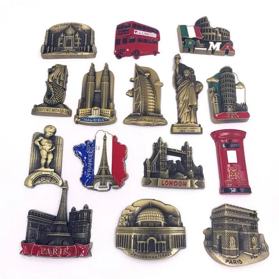 3D Custom Logo Copper Sticker Traveler Gift Tourism Gifs Magnets for Fridge