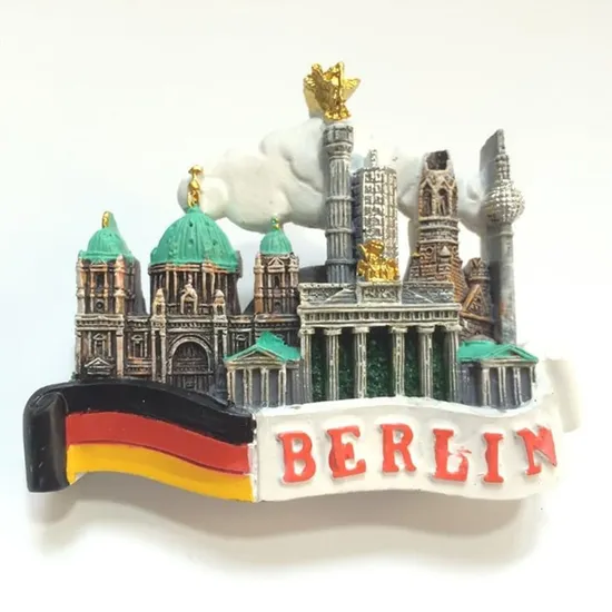 3D Metal Berlin Germany Skyline Landmark Resin Handmade Fridge Magnet Tourist City Souvenir Collection Letter Refrigerator Sticker