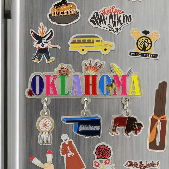 Wholesale Custom Metal Oklahoma Magnet 3 Charms Fridge Magnet Travel Style Custom Metal Fridge Magnets