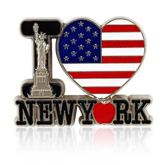 Wholesale Low MOQ 3D Magnet Custom Enamel Paint Patriotic I Love New York Full Metal Fridge Magnet