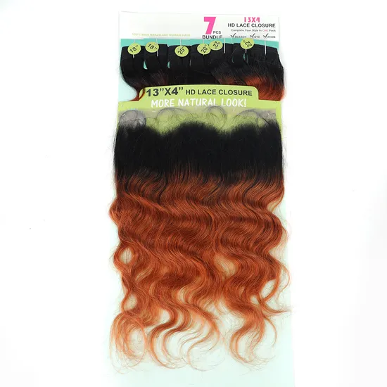 Set of Ombre Bundles and Frontal, Soft Straight 100% Human Brazilian Virgin Hair Extension