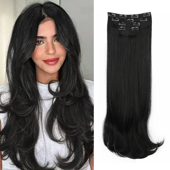 60cm 24inch Wig Long Curly Hair European and American Wig Piece Synthetic Hair Extension Hair Extension Piece