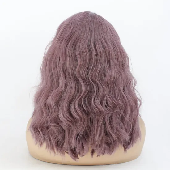 18 Inches Natural Wave Straight Middle Length Lace Front Wig in Purple Color
