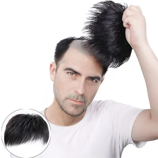 Wigs for Men Short Hair Head Hair Replacement Block Simulation Human Wig Piece Synthetic Hair