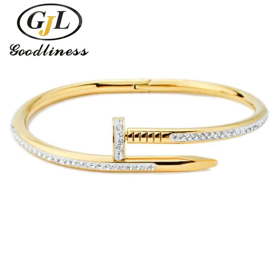 Top-Seller Fashion Jewelry Stainless Steel Bangle Nail Imitation Diamond Bangle