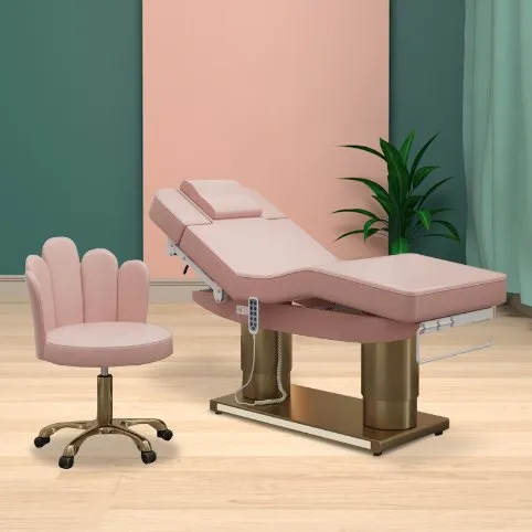 Hq Cheap Luxury Body Therapy SPA Treatment Salon Cosmetic 3 Electric Motor Extension Pink Beauty Lash Facial Bed Massage Table