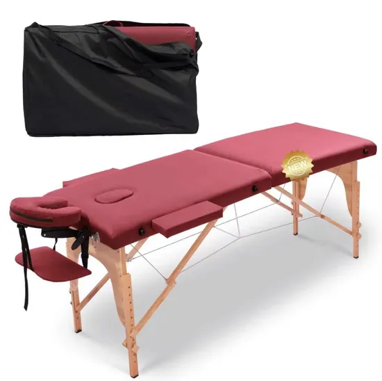 Portable 27.6in 2 Section Wooden Height Adjustable Lash Bed Facial SPA Bed Tattoo Massage Bed Table with Carrying Bag