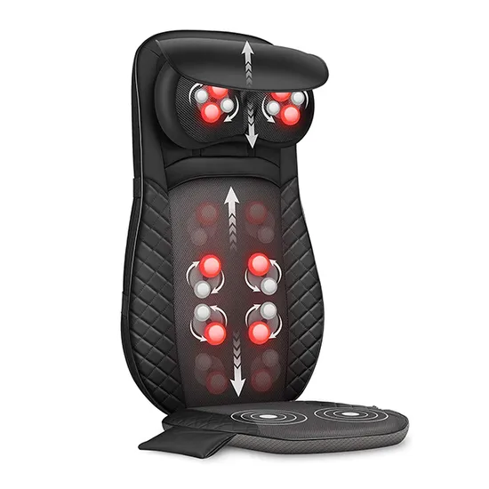 Vibration Neck and Back Massage Pat Cushion Shiatsu for Home Office and Car with Heating Spot Therapy Timing Control