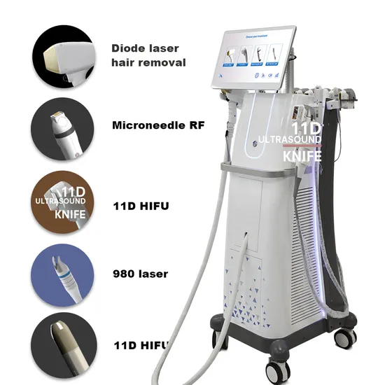 IPL+RF+ND YAG+Hifu+Gold Microneedles Diode Laser Tattoo Removal Laser 4in1