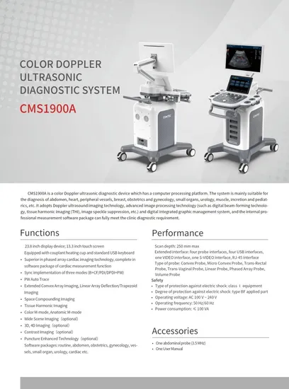 High Quality Contec Scanner China Medical Equipment Colour Doppler Machine Ultrasound Cms1900A